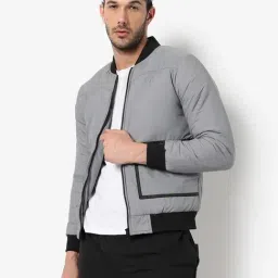 Campus Sutra Grey Regular Fit Bomber Jacket-image-82