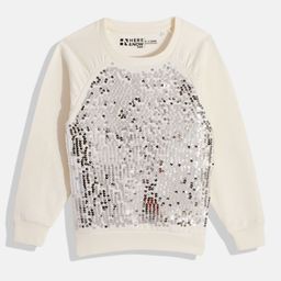 HERE&NOW Girls Sequinned Pure Cotton Sweatshirt-image-35