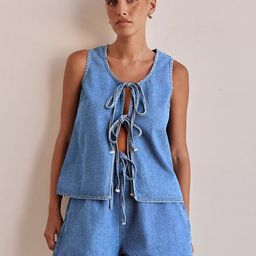 JC Mode Tie-Up Neck Sleeveless Top With Shorts-picture-14