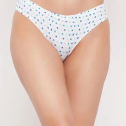 Clovia White Cotton Printed Bikini Panty-image-40
