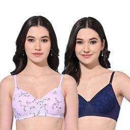 FIMS Lilac & Blue Printed Bras - Pack Of 2-picture-2