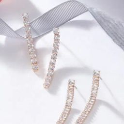 Zaveri Pearls Set of 2 Rose Gold Dazzling Cubic Zirconia Contemporary Drop Earrings - ZPFK13358-picture-12