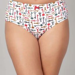 Clovia White Cotton Regular Fit Printed Panties-picture-32