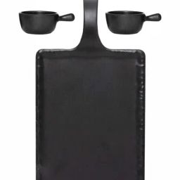 Servewell Black Melamine Rectangular Matte Handle Platter image 2