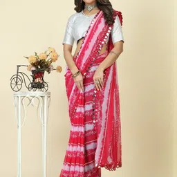 GAVUBAA Magenta Pure Georgette Leheriya Sarees-picture-14