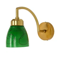 1ST TIME Green & Black Printed Glass Traditional Cylinder Shaped Wall Lamp-picture-29