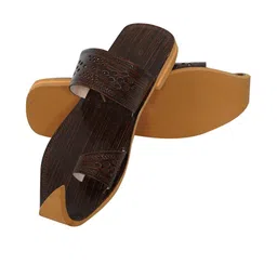 DFR Men Brown Synthetic Leather Comfort Sandals-picture-2