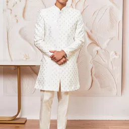 VASTRAMAY Men Woven-Design Sherwani Set-image-68