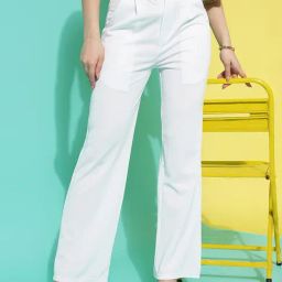SELVIA White Regular Fit Mid Rise Trousers-image-23