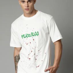 Breakbounce Paint Splash White Graphic Print Crew T-Shirt-image-1