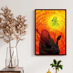 999Store Multicolor Canvas Lord Krishna Playing Flute With Mirabai Painting-22