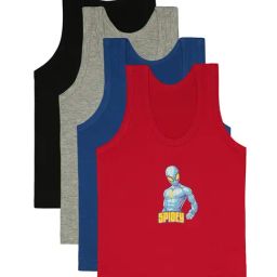 Bodycare Kids Multicolor Printed Vest (Pack Of 4)-image-78