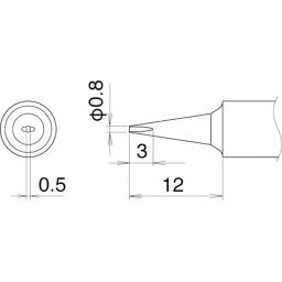 Hakko Soldering Tip Integrated Heater 0.8D Type Steel FM2030, T22-D08-88