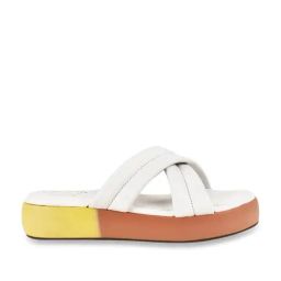 Shoetopia Women's White Cross Strap Sandals-image-97