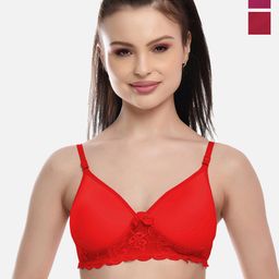 FIMS Pack Of 3 Lightly Cotton Padded Bra-image-89
