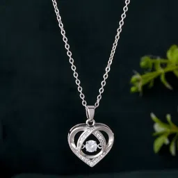 PASU FASHION Unisex Silver-Plated Heart Shaped Pendants with Chains-10