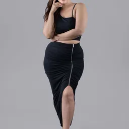Keepfit Printed Padded Crop Top & Briefs With Skirt Coverup Set-image-76