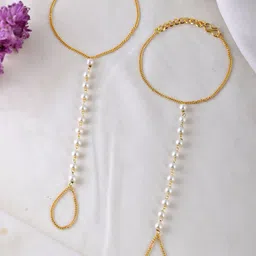 Silvermerc Designs Gold-Plated Pearls Anklet-image-45
