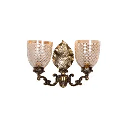 Fos Lighting Elegant Golden Betel Leaf Aluminium 2 Light Wall Sonce - Paan-Allu-TrophyLust-WL2-3