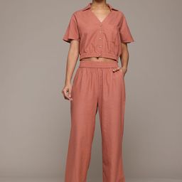 The Roadster Lifestyle Co. Pure Cotton Blouson Top Flared Leg Co-ords-image-98
