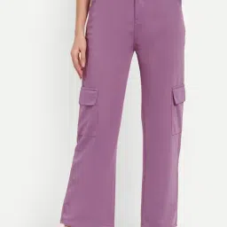 Broadstar Violet Straight Fit High Rise Cargo Pants-image-90