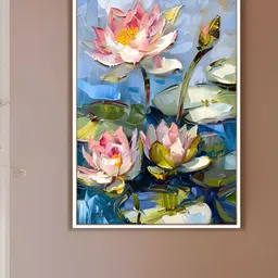 Myntra Elegant Homes Pink & Blue Floral & Botanical Printed Canvas Wall Art-picture-10