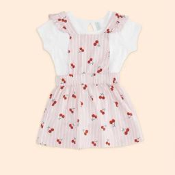 Pantaloons Baby Peach & White Cotton Printed Dungaree Set-image-33