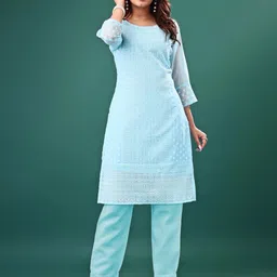 ZAZADIYA IMPEX Women Embroidered Chikankari Kurta-image-69