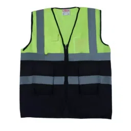 Safeu 180 GSM Thickness 100% Polyester Fabric Green & Black Reflective Combo Jacket Free Size (Pack of 5)-image-15