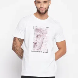 EDRIO White Regular Fit Printed T-Shirt-picture-1