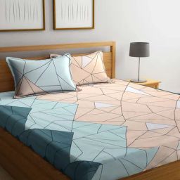 Klotthe Abstract Multicolor 300 TC Cotton Blend Double Bed Sheet with 2 Pillow Covers-image-15