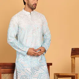 Jompers Floral Embroidered Mandarin Collar Silk Thread Work Straight Kurta-image-50