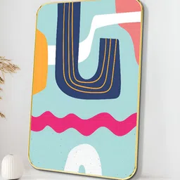 SAF Blue & Pink Modern Abstract Sparkle Wooden Wall Art-25