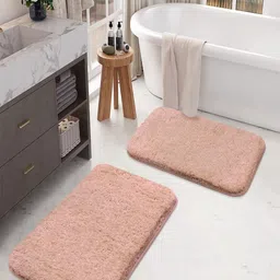 LUXEHOME INTERNATIONAL Set Of 2 Peach - Colored 2200 GSM Anti-Slip Bath Rugs-23