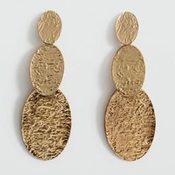 MANGO Oval Shaped Textured Drop Earrings-3