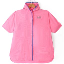 Babyhug Full Sleeves Calf Length Hooded  Raincoat Solid Colour Polka Dot Print- Pink-image-15
