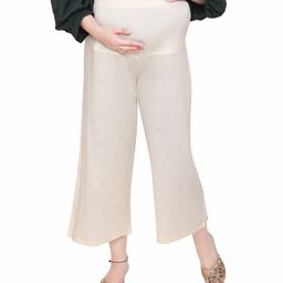 Mama And Bebe Soft Rayon Maternity Palazzo With Adjustable Elastic At Waist -Cream-image-29