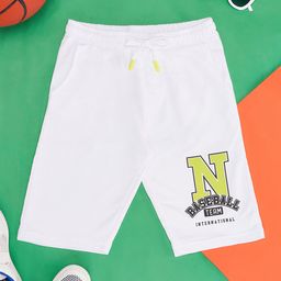 Pantaloons Junior Sports Theme Baseball Printed Shorts - White-image-59