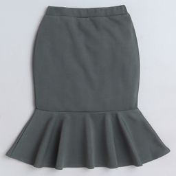 Aww Hunnie Solid Fish Cut Pencil Skirt - Green-image-90