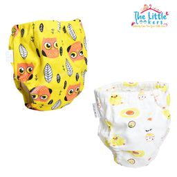 THE LITTLE LOOKERS Potty Training Pants for Babies I Reusable & Waterproof Pull up Underwear | Cloth Diaper for Babies-Yellow & White Duck (6 Months - 12 Months) (Pack of 2)-image-61