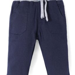 Babyhug Cotton Woven Full Length Trouser Solid Colour with Stretch - Navy-image-18