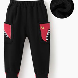 Kookie Kids Full Length Solid Color Lounge Pant with Animal Patch - Black-image-34