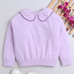 Aww Hunnie Cotton Terry Full Sleeves Solid Sweatshirt - Lavender-image-5