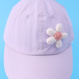 Babyhug Free Size Baseball Cap With Floral Applique - Purple-15