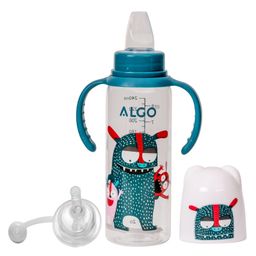 Adore ALGO Snr. 2 in 1 Baby Silicon Spout & Straw Sipper with Gravity Ball & Twin Handle - 250ml - Family Theme Blue-13