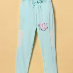 Olio Kids Sinker Knit Full Length Lounge Pant with Text Print Cut & Sew Design - Sea Green-image-59