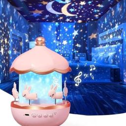 Ji and Ja Rotating Cabin Projector Lamp Star Projector Night Light for Kids Baby Sound Machine Night Light for Room Decor Kids Night Lights for Bedroom Battery not Included)-7