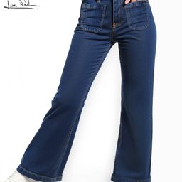 Arias Denim Woven Ankle Length Washed Bootcut Jeans With Pockets At Front - Navy Blue-image-77
