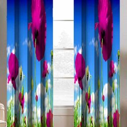 BELLA TRUE Blue & Pink 2 Pieces Floral Printed Door Curtains-image-51