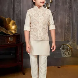 BAESD Boys Ethnic Motifs Embroidered Kurta With Trousers & Nehru Jacket-37